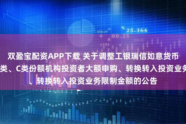 双盈宝配资APP下载 关于调整工银瑞信如意货币市场基金A类、B类、C类份额机构投资者大额申购、转换转入投资业务限制金额的公告