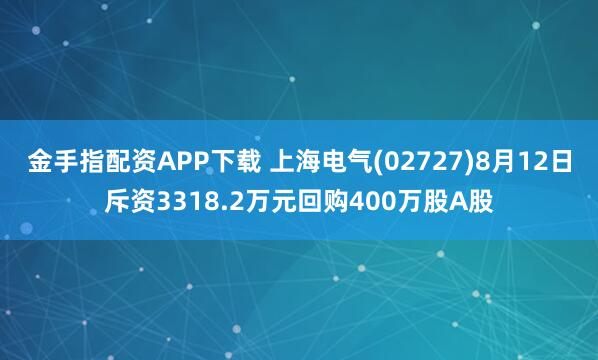 金手指配资APP下载 上海电气(02727)8月12日斥资3318.2万元回购400万股A股